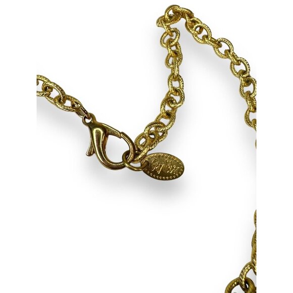 Artisan Gay Isber Statement Necklace Gold Grape Charms Resin Mixed Media 19” - Picture 11 of 11